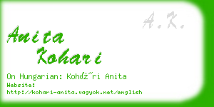 anita kohari business card